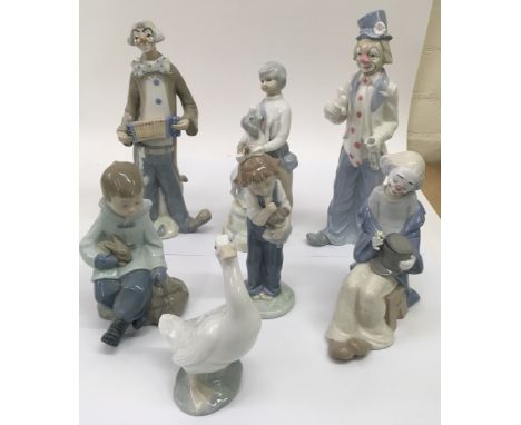 Seven Nao and Spanish porcelain figurines