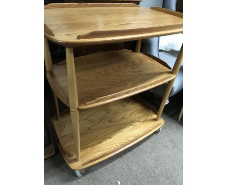 A ecole light oak three tier tea trolley