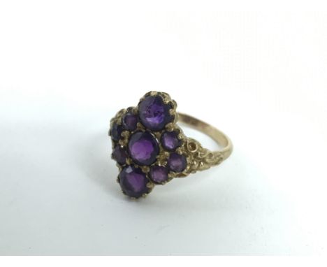 A 9ct gold amethyst set ring.Approx S