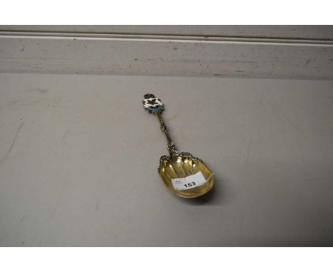 CANADIAN STERLING SILVER AND ENAMEL PRESENTATION SPOON, 20CM LONG