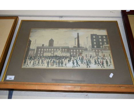 L S LOWRY, COLOURED PRINT, INDUSTRIAL CITY SCAPE, F/G, 67CM WIDE
