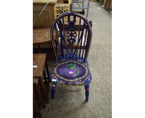 BARGEWARE PAINTED STICK BACK CHAIR DECORATED WITH A DRAGON