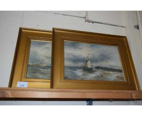 HAROLD WEBB, PAIR OF STUDIES, SHIPPING SCENES, COLOURED PRINT, GILT FRAMED, 38CM WIDE