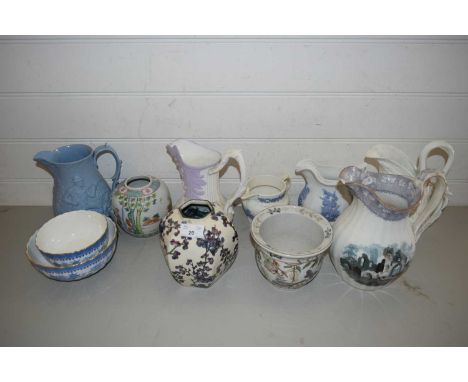 MIXED LOT VARIOUS VICTORIAN JUGS, SUGAR BASIN ETC