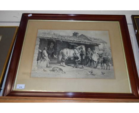 N GREEN, COLOURED PRINT, BLACKSMITH, F/G, 55CM WIDE