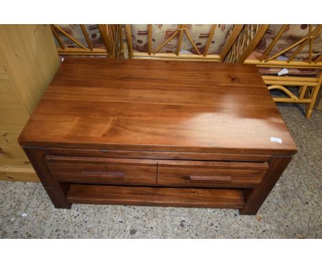 MODERN DARK WOOD COFFEE TABLE WITH DRAWERS, 100CM WIDE