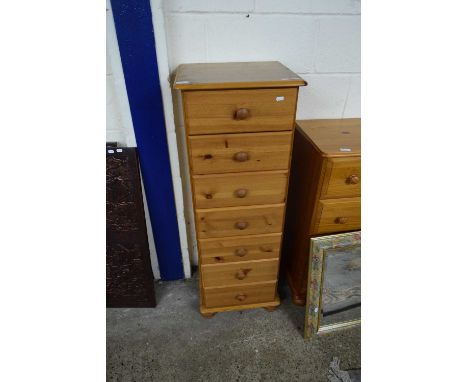 MODERN PINE PEDESTAL CHEST OF SEVEN DRAWERS, 123CM HIGH