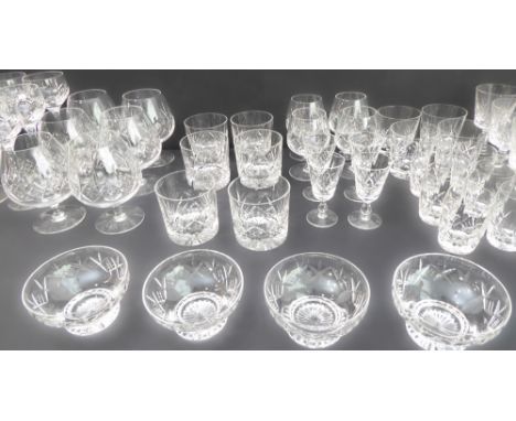 A collection of Stuart Crystal 'Glengarry Cambridge' glassware, comprising:6 brandy balloons (15 cm high) and 4 smaller brand