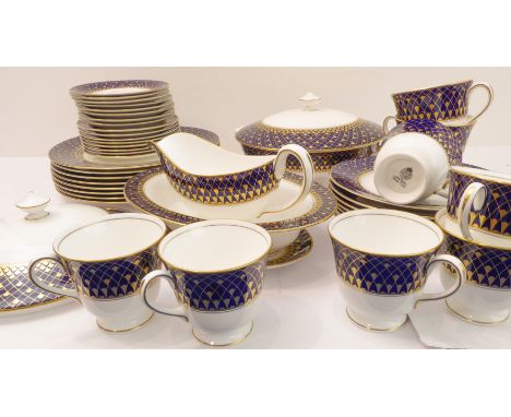 A fine Royal Worcester bone china dinner and tea service in the Monte Carlo pattern comprising:circular lidded tureen,dinner 