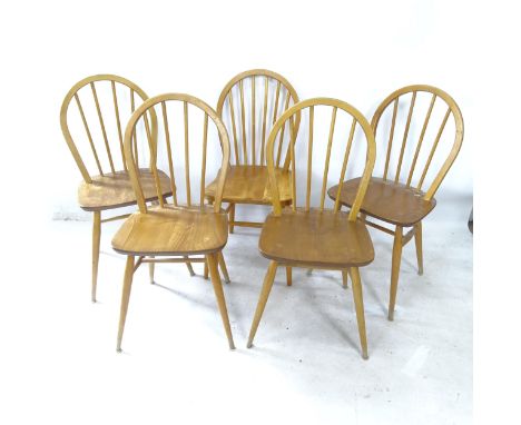 A set of 5 similar mid-century Ercol stick-back dining chairs 