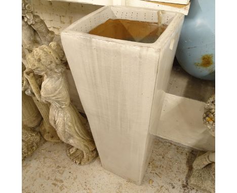 A large square glazed terracotta garden planter, W40cm, H107cm 