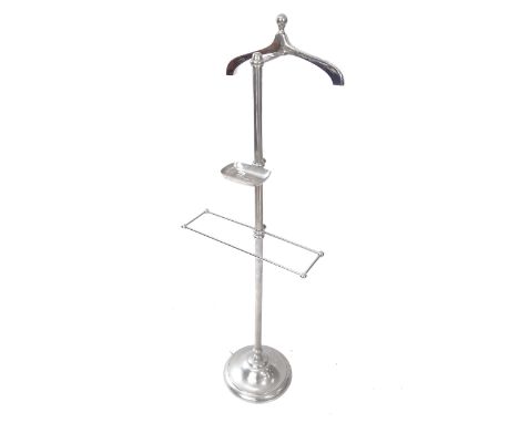 A Vintage chromed valet stand, with adjustable towel rail and soap dish, H143cm 