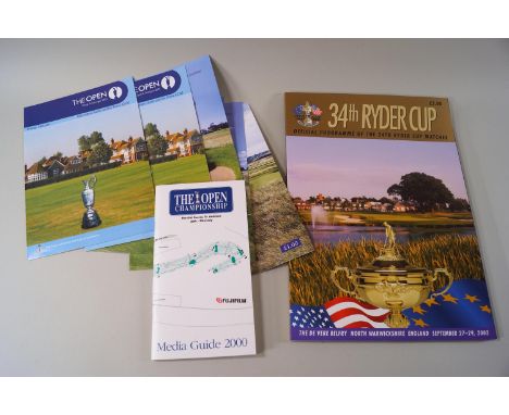 Golf Open, hardback, signed LE book by Michael Hobbs, 2000 Media Guide, Open Day Draw Sheet 2002 (4), 2003 (2), Ryder Cup Pro