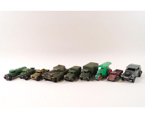 Dinky - A Centurion tank, No 657, Two Army 1 ton Cargo trucks, a Top Deficient, A Field Artillery tractor No 688 , an Army Wa