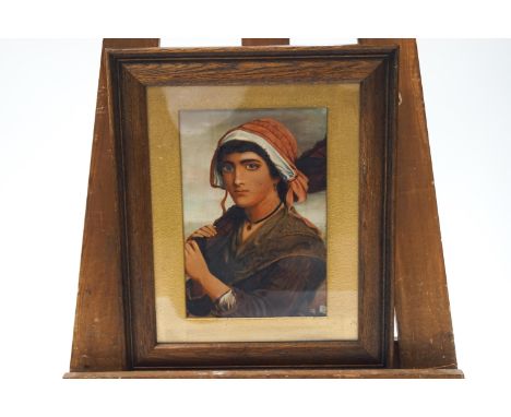 Continental School, 19th century, portrait of a woman, oil on board, signed indistinctly lower right and dated 1881, 26.5cm x