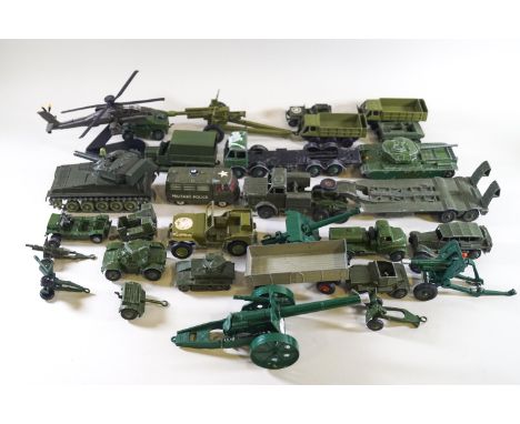 Dinky - A Tank transporter No 660, an Army water tanker No 643, an Armoured Can No 670, a Scout car No 673, 28 assorted other