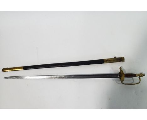 An American Civil War NCO's sword and scabbard,  the blade 76cm long