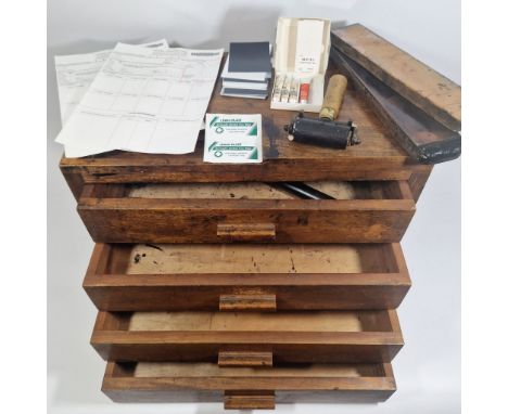 Early 20 th Century police finger print cabinet/chest with some associated content.