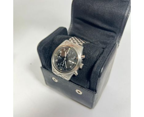 IWC International Watch Company Schaffhansen stainless steel automatic gents bracelet pilots chronograph wristwatch, approx 3