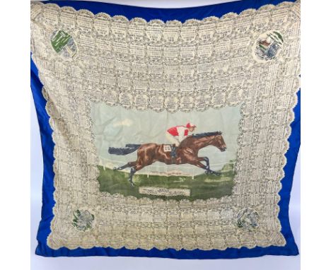 A Welch Margetson &amp; Co Ltd horse racing commemorative scarf dating from 1780 to 1959. Epsom Derby winners with Parthia wi