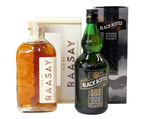 Isle of Raasay Hebridean Single Malt Scotch Whisky, 52% vol, 70cl, and a bottle of Black Bottle Blended Scotch Whisky, 40% vo