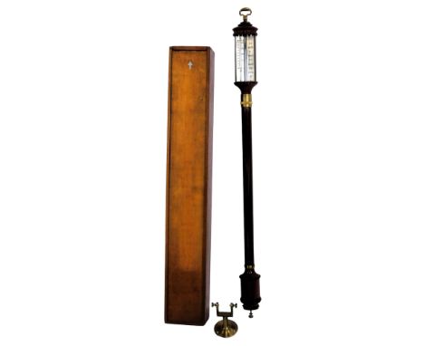 A Mr Blacks Classical mahogany cased ship's barometer, 93cm high, with instruction manual, wooden case and brass gimbel.