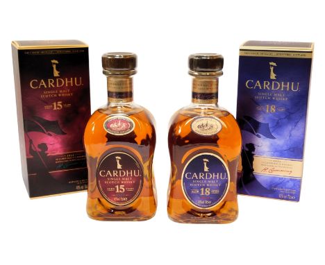 Cardhu Single Malt Scotch Whisky, comprising aged fifteen years, 40% vol, 70cl, and aged eighteen years, 40% vol, 70cl, boxed