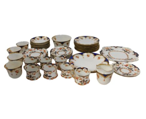 A Royal Albert Porcelain Bogan pattern part coffee service, including coffee cups and saucers, side plates, serving dish, tog