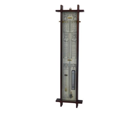 A 20thC oak cased Admiral Fitzroy barometer, with mercury measure and Centigrade/Fahrenheit measure, 108cm high. 