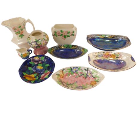 A group of Maling, lustre and other wares, to include jug, 20cm high, various dishes, etc. (1 tray) 