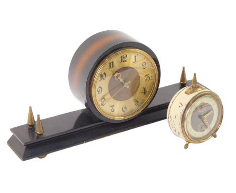 A 20thC Becno mantel clock, the circular dial with brass chapter ring bearing Arabic numerals, key wind, the movement numbere