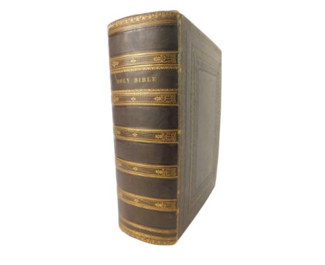 A leather bound Holy Bible, with Pictorial and Practorial Commentary by The Revd R Jamieson, Published by James S Vertue, Lon
