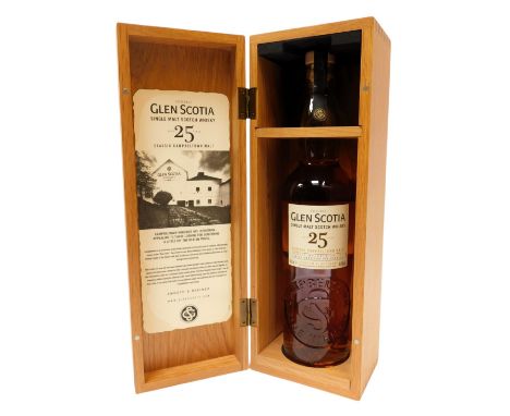 Glen Scotia Classic Campbeltown Single Malt Scotch Whisky, aged twenty-five years, 48.8% vol, 70cl, in a wooden presentation 