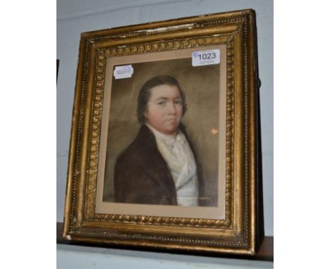 Follower of Joseph Highmore (19th century) Portrait of a gentleman, head and shoulder, wearing a white shirt and tie, pastel,