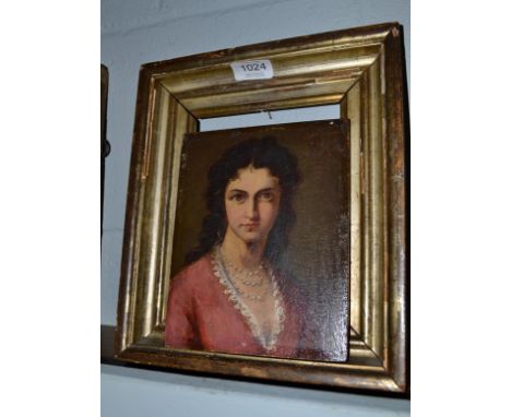 J* Axmann (later 19th century), portrait of a young woman, head and shoulders wearing strings of pearls, signed and dated 187