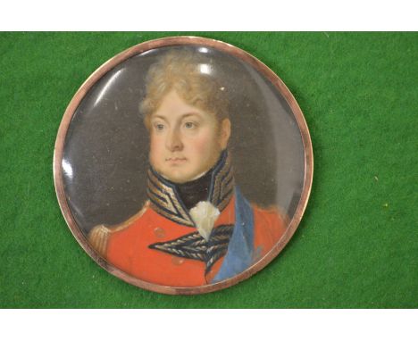A circular portrait miniature of a military gentleman.