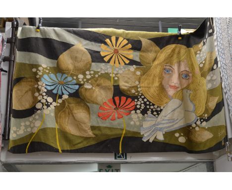 Stylish tapestry hanging, signed H Guemise 250cm x 135cm.
