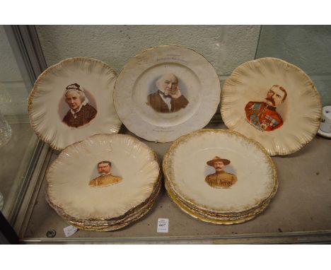 A quantity of late Victorian portrait plates.