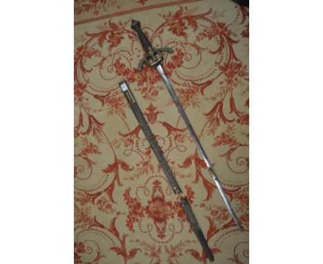 An early 19th century sword and scabbard, possibly made for theatrical use.