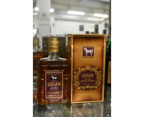 A bottle of Logan deluxe scotch whisky with original box.