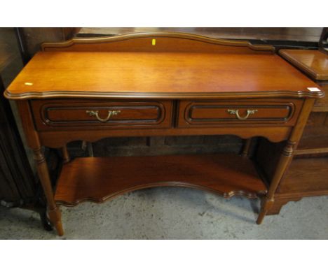 Modern mahogany finish two drawer dressing table with under shelf.(B.P. 24% incl. VAT)