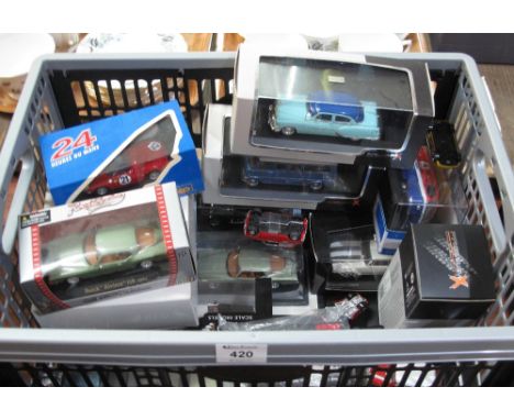 Box of mainly boxed diecast vehicles to include; road signature collection, Neo scale models, Premium X diecast models and so