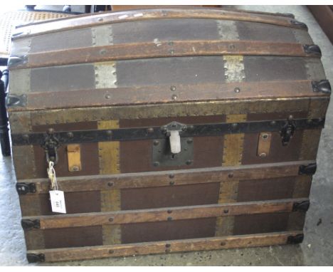 Late 19th Century cane bound, domed steamer trunk.(B.P. 24% incl. VAT)
