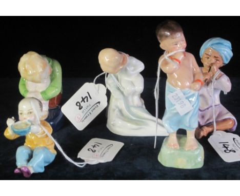 Group of five Royal Worcester bone china figures to include: 'China', 3073; 'Burma', 3068 and 'India', 3071, all modelled by 