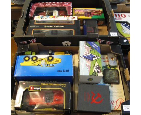 Two boxes of collectibles to include; various playworn and boxed vehicles, Models of Yesteryear, Virago, Maisto, Corgi classi