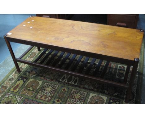 1970s teak coffee table in 'G' Plan style with slatted under shelf.(B.P. 24% incl. VAT)