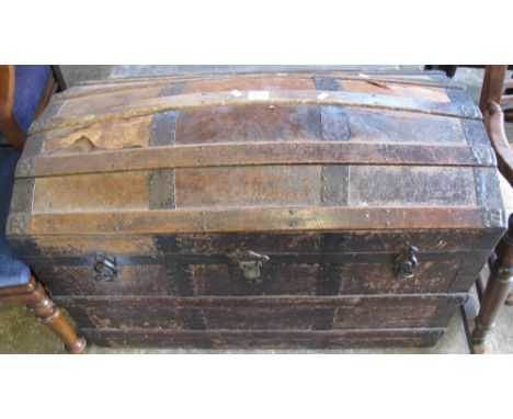 19th Century cane bound domed steamer trunk.(B.P. 24% incl. VAT)