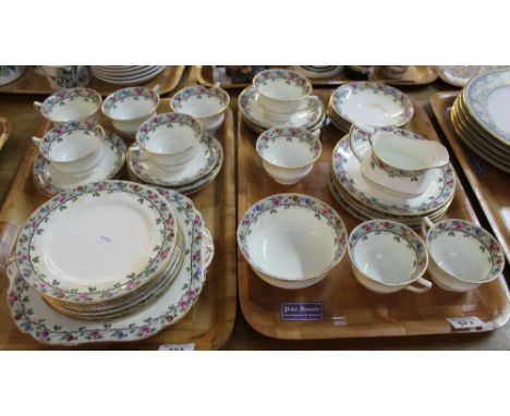 Two trays of Aynsley florally decorated part teaware comprising: cups; saucers; side plates; sandwich plates; cream jug etc. 