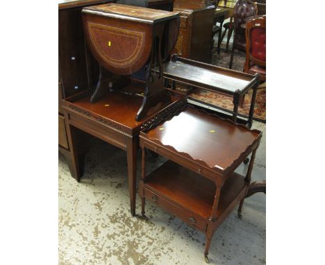 Georgian style, tray topped mahogany lamp table on square tapering legs, together with another Georgian style mahogany bedsid