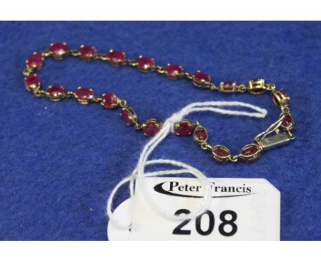 9ct gold ruby (treated) bracelet, 5.3g approx.(B.P. 24% incl. VAT)